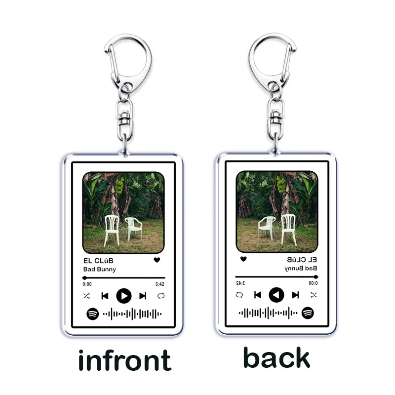 Hot Spanish Singer Reggaeton Music Keychains for Women Accessories Bag EL Clúb Dtmf Playlist Code Keying Jewelry Fans Gift