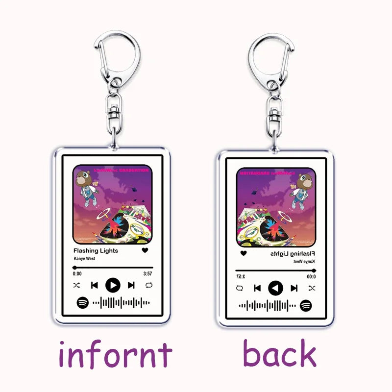 Kanye Rap Album Graduation Keychains Keyring for Accessories Bag Bear Music YE Pendant Key Chain Ring Jewelry West Fans Gifts