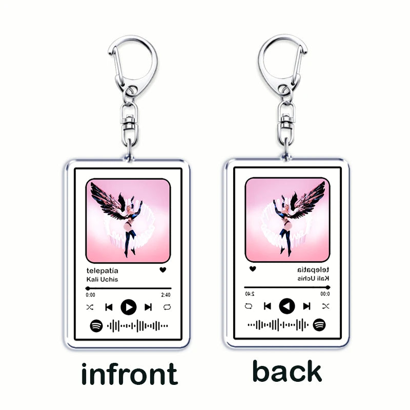 Hot Singer Kali Uchis Songs Keychains for Women Accessories Bag Telepatía Moonlight Music Code Keying Jewelry Fans Friends Gifts