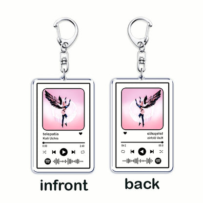 Hot Singer Kali Uchis Songs Keychains for Women Accessories Bag Telepatía Moonlight Music Code Keying Jewelry Fans Friends Gifts