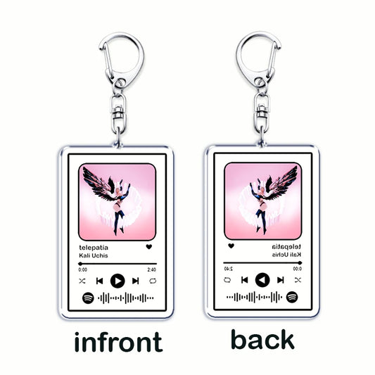 Hot Singer Kali Uchis Songs Keychains for Women Accessories Bag Telepatía Moonlight Music Code Keying Jewelry Fans Friends Gifts