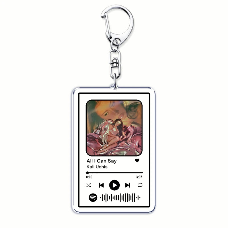 Hot Singer Kali Uchis Songs Keychains for Women Accessories Bag Telepatía Moonlight Music Code Keying Jewelry Fans Friends Gifts